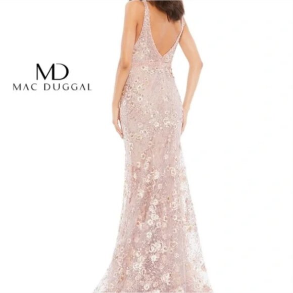 Mac Duggal 67481 Floral Embellished Sleeveless Plunge Gown Sz 6 NWT - Picture 5 of 16